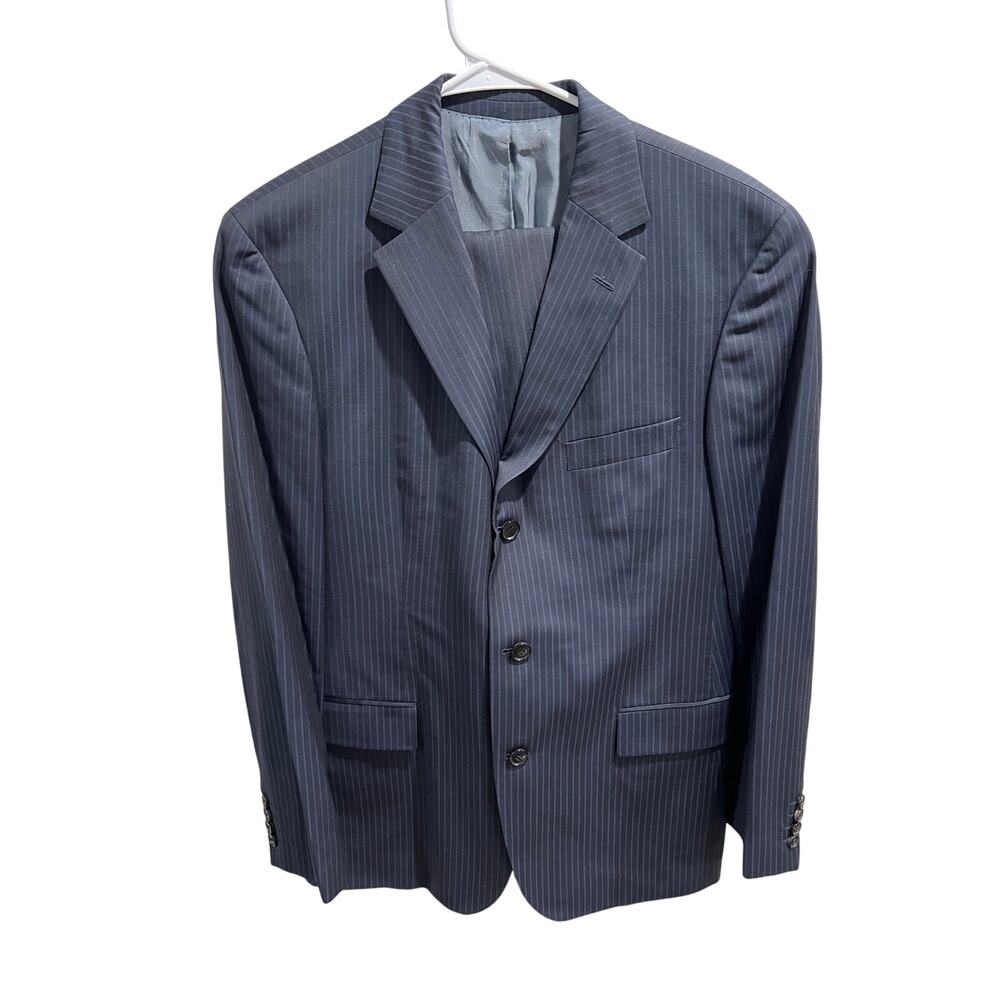 Hugo Boss Rossellini/Cinema U 40R Navy Pinstripe Wool Suit Guabello 130’s USA
